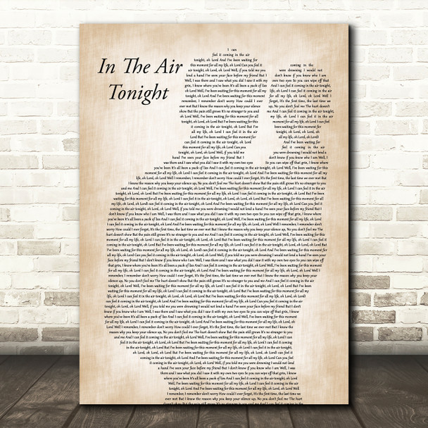 Phil Collins In The Air Tonight Father & Baby Song Lyric Art Print