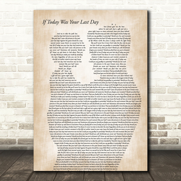 Nickleback If Today Was Your Last Day Father & Child Song Lyric Art Print