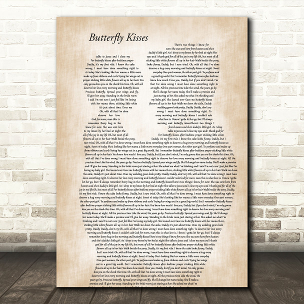 Bob Carlisle Butterfly Kisses Father & Child Song Lyric Art Print