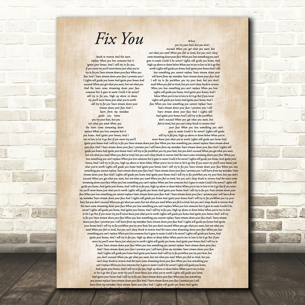 Coldplay Fix You Father & Child Song Lyric Art Print