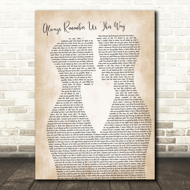 Lady Gaga Always Remember Us This Way Two Men Gay Couple Wedding Song Lyric Art Print