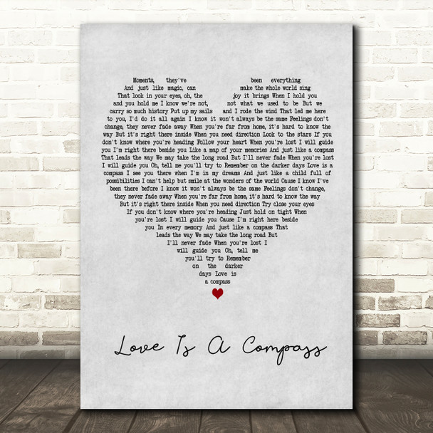 Griff Love Is A Compass Grey Heart Song Lyric Art Print