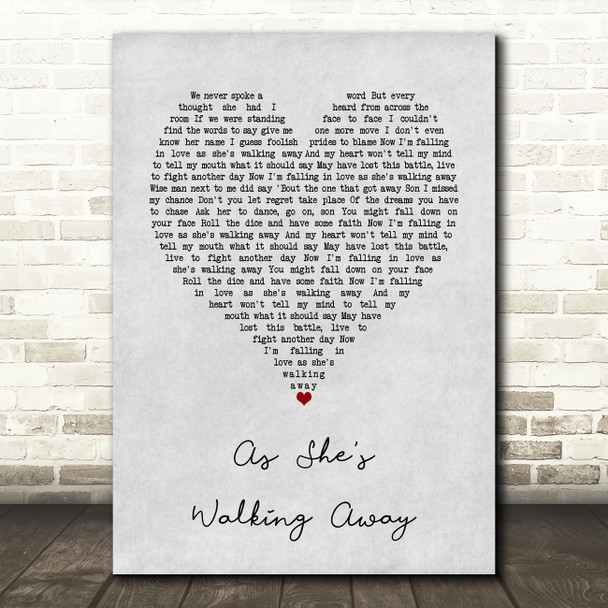 Zac Brown Band As She's Walking Away Grey Heart Song Lyric Art Print