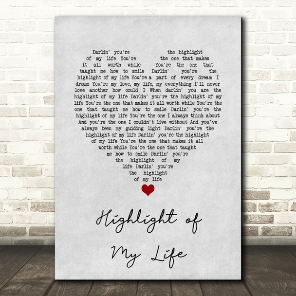 Dolly Parton Highlight of My Life Grey Heart Song Lyric Art Print