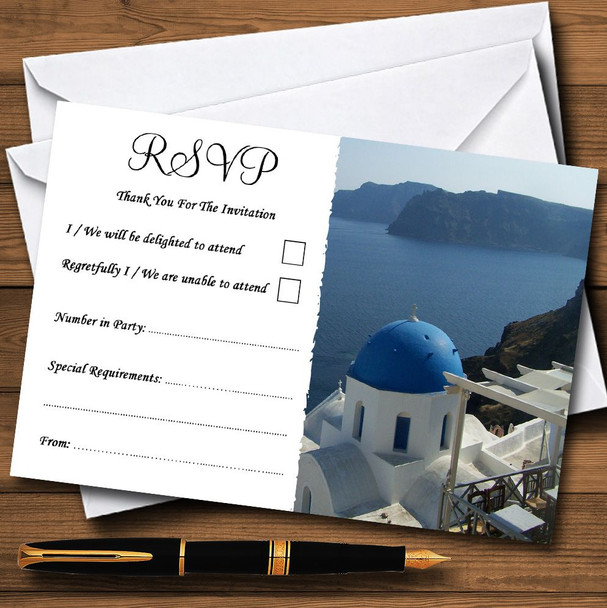 Greece Santorini Sea Abroad Personalized RSVP Cards