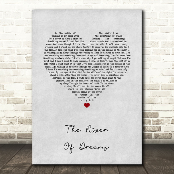 Billy Joel The River Of Dreams Grey Heart Song Lyric Art Print