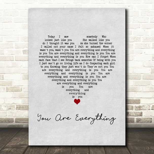 The Stylistics You Are Everything Grey Heart Song Lyric Art Print