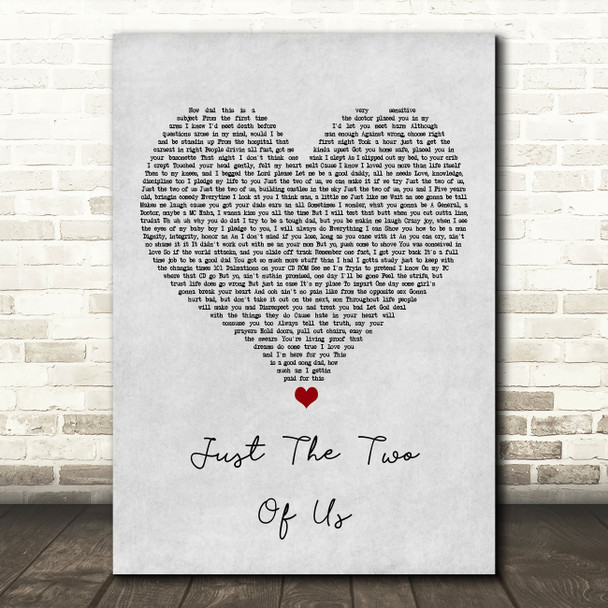 Will Smith Just The Two Of Us Grey Heart Song Lyric Art Print