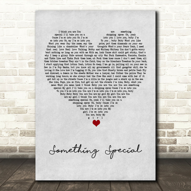 Pop Smoke Something Special Grey Heart Song Lyric Art Print