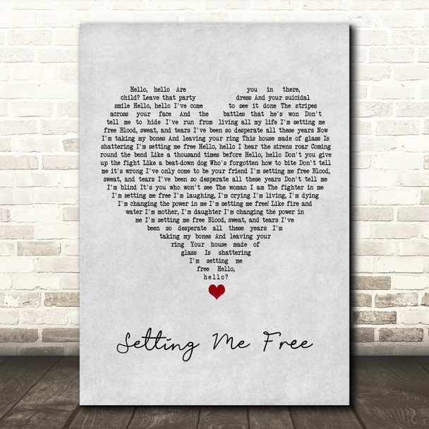 Beth Hart Setting Me Free Grey Heart Song Lyric Art Print