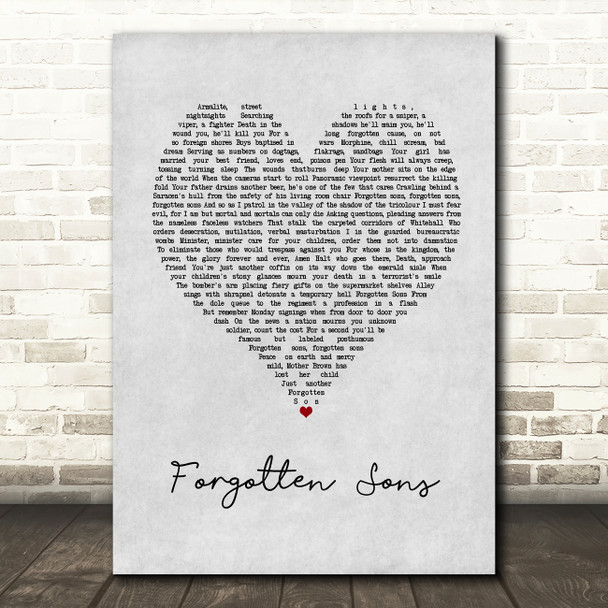 Marillion Forgotten Sons Grey Heart Song Lyric Art Print