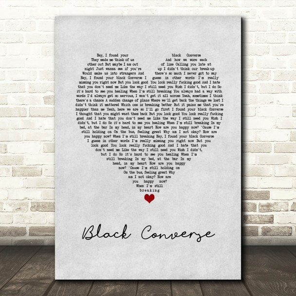 LOVA Black Converse Grey Heart Song Lyric Art Print