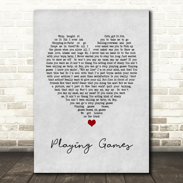 Summer Walker Playing Games Grey Heart Song Lyric Art Print