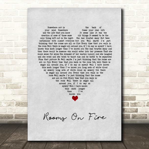 Stevie Nicks Rooms On Fire Grey Heart Song Lyric Art Print