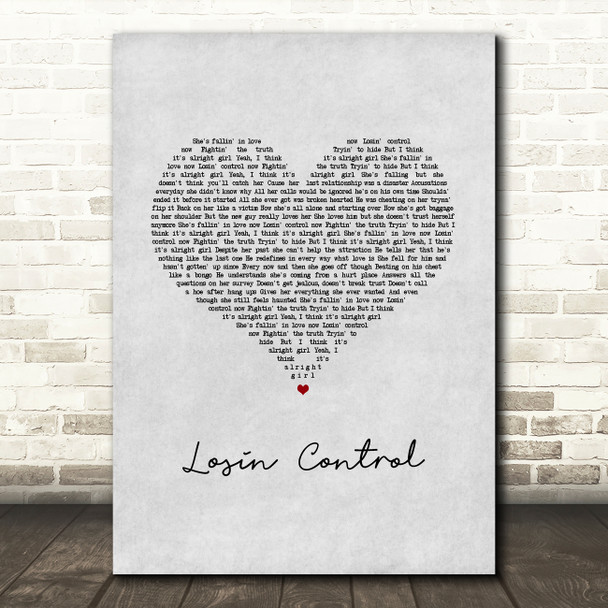 Russ Losin Control Grey Heart Song Lyric Art Print