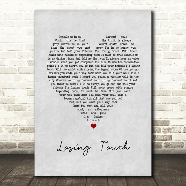 The Killers Losing Touch Grey Heart Song Lyric Art Print