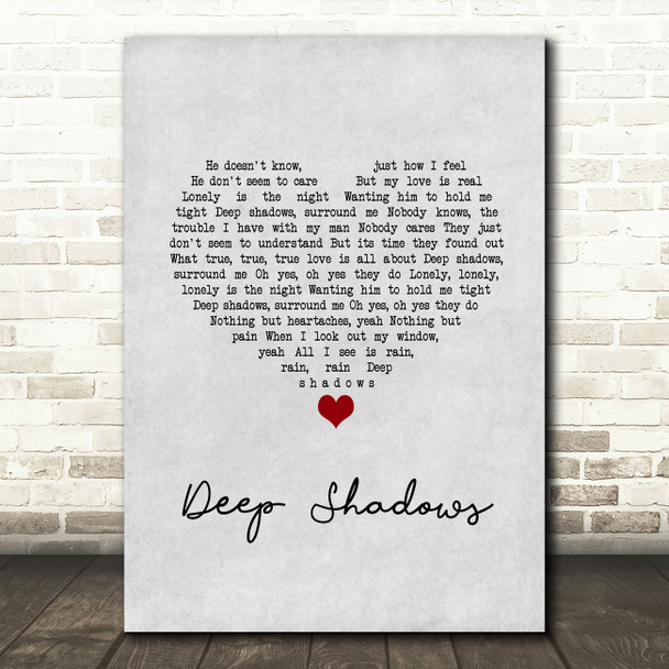 Little Ann Deep Shadows Grey Heart Song Lyric Art Print