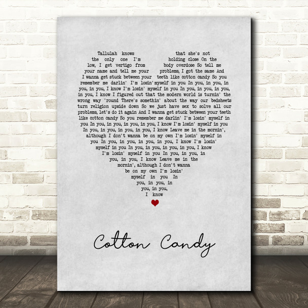 Yungblud cotton candy Grey Heart Song Lyric Art Print
