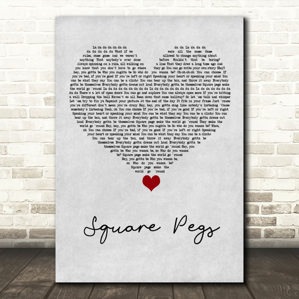 Kelsea Ballerini Square Pegs Grey Heart Song Lyric Art Print