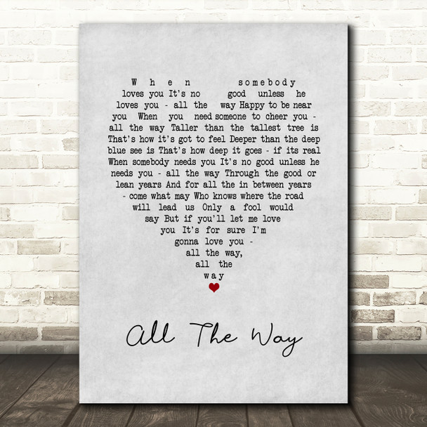 Billie Holiday All The Way Grey Heart Song Lyric Art Print