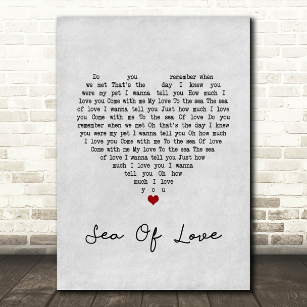 Phil Phillips Sea Of Love Grey Heart Song Lyric Art Print