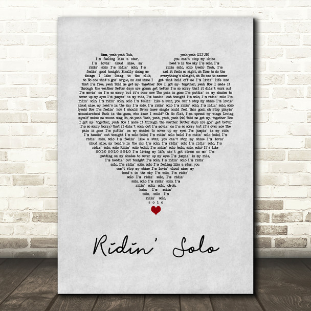 Jason Derulo Ridin' Solo Grey Heart Song Lyric Art Print