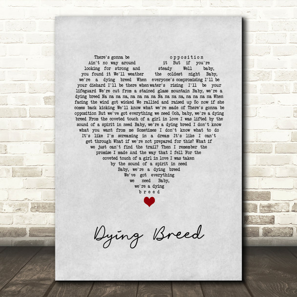 The Killers Dying Breed Grey Heart Song Lyric Art Print