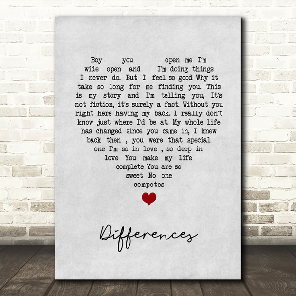 Ginuwine Differences Grey Heart Song Lyric Art Print