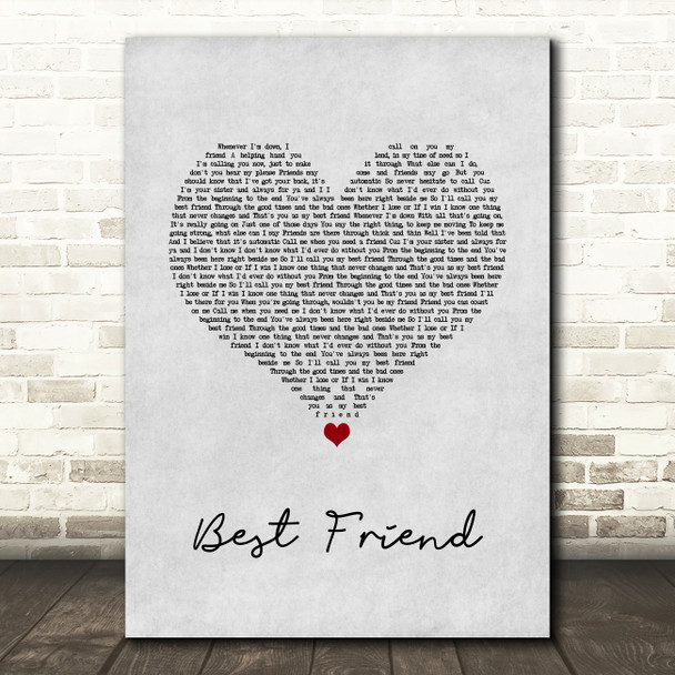 Brandy Best Friend Grey Heart Song Lyric Art Print