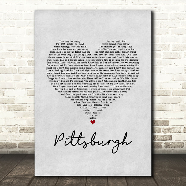 The Amity Affliction Pittsburgh Grey Heart Song Lyric Art Print