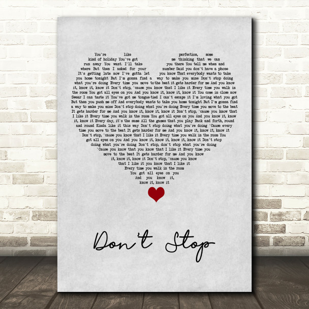 5 Seconds Of Summer Don't Stop Grey Heart Song Lyric Art Print