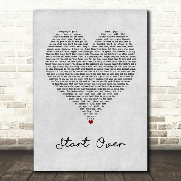 NF Start Over Grey Heart Song Lyric Art Print