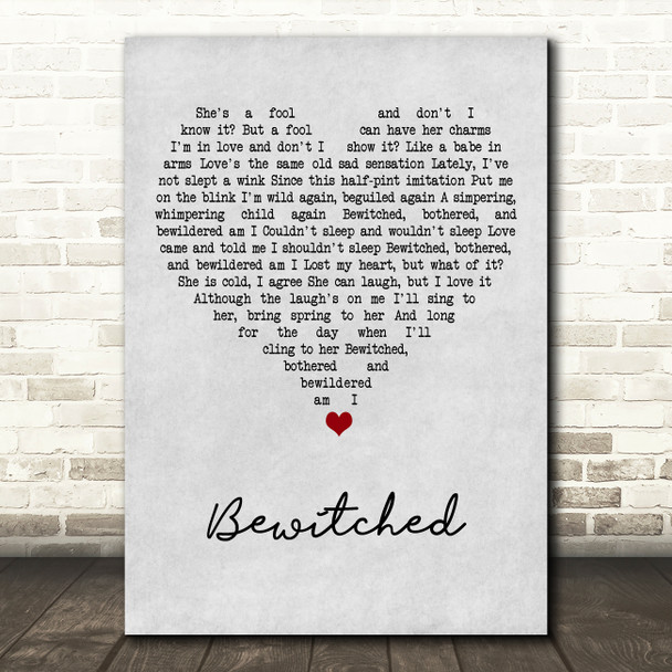 Frank Sinatra Bewitched Grey Heart Song Lyric Art Print