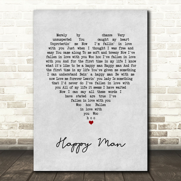 Chicago Happy Man Grey Heart Song Lyric Art Print