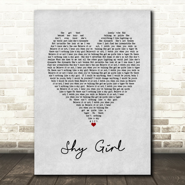 Max and Harvey Shy Girl Grey Heart Song Lyric Art Print