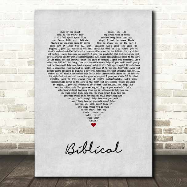 Biffy Clyro Biblical Grey Heart Song Lyric Art Print