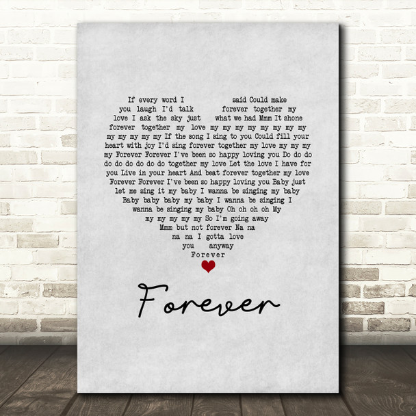 Beach Boys Forever Grey Heart Song Lyric Art Print