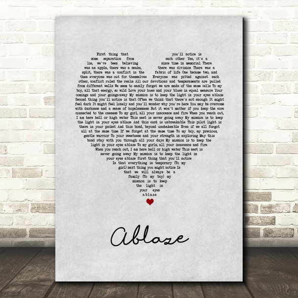 Alanis Morissette Ablaze Grey Heart Song Lyric Art Print