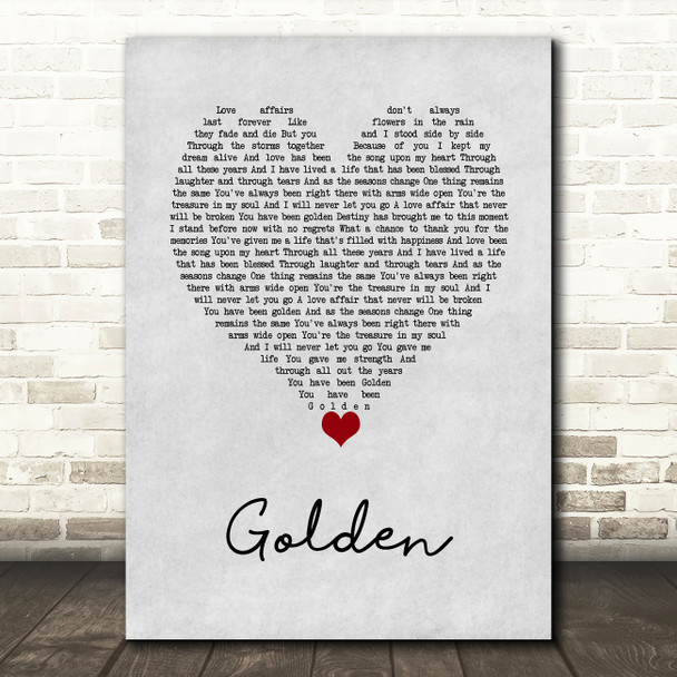 Cliff Richard Golden Grey Heart Song Lyric Art Print