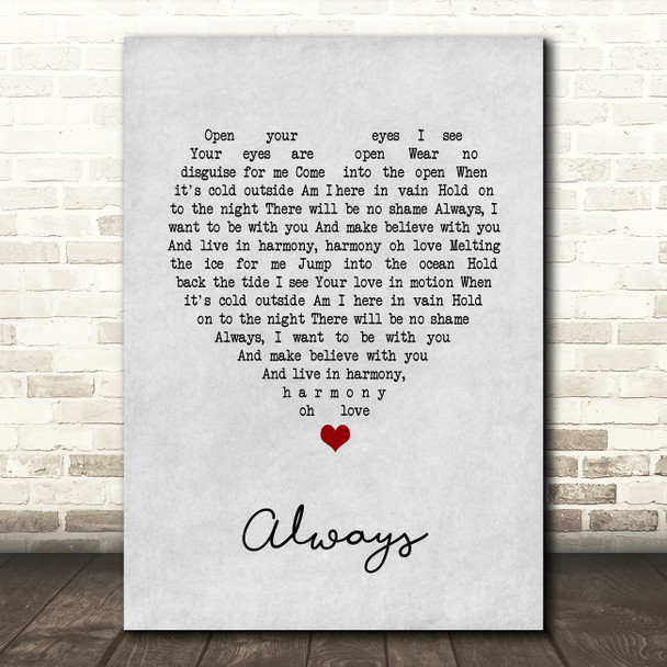 Erasure Always Grey Heart Song Lyric Art Print