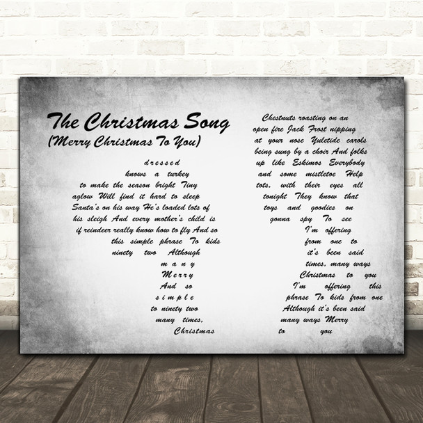 Nat King Cole The Christmas Song (Merry Christmas To You) Man Lady Couple Grey Song Lyric Art Print