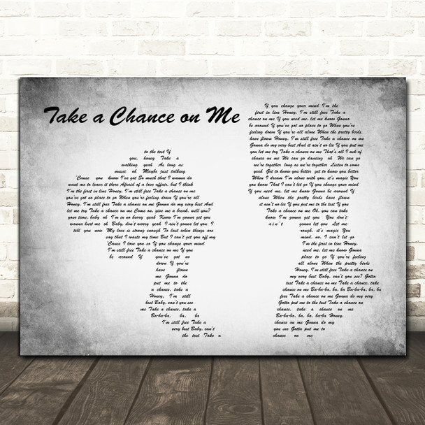 ABBA Take a Chance on Me Man Lady Couple Grey Song Lyric Art Print