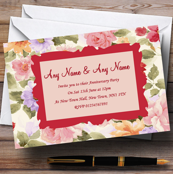 Vintage Floral Stunning Tea Wedding Anniversary Party Personalized Invitations