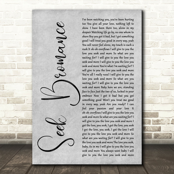 Tim Berg Seek Bromance Grey Rustic Script Song Lyric Art Print