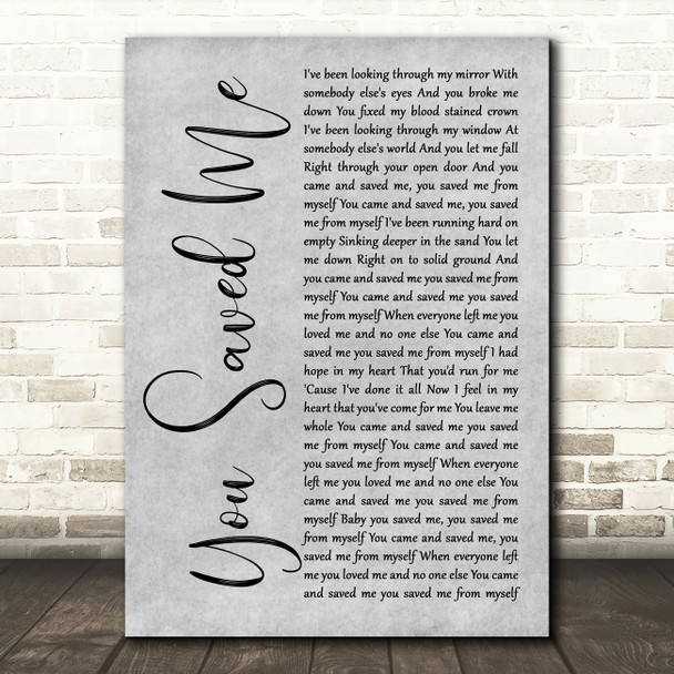 Skunk Anansie You Saved Me Grey Rustic Script Song Lyric Art Print