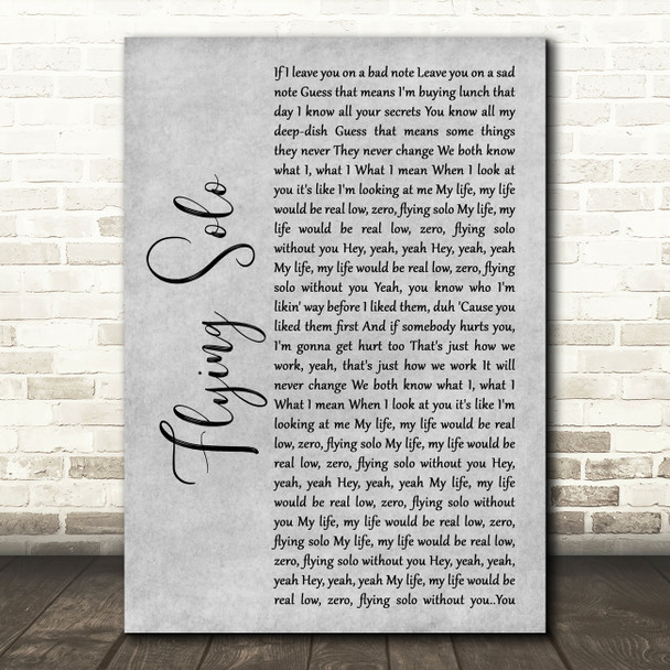 Julie and the Phantoms Cast Flying Solo Grey Rustic Script Song Lyric Art Print