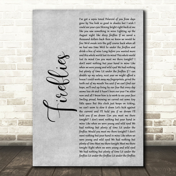 Dave Hause Fireflies Grey Rustic Script Song Lyric Art Print