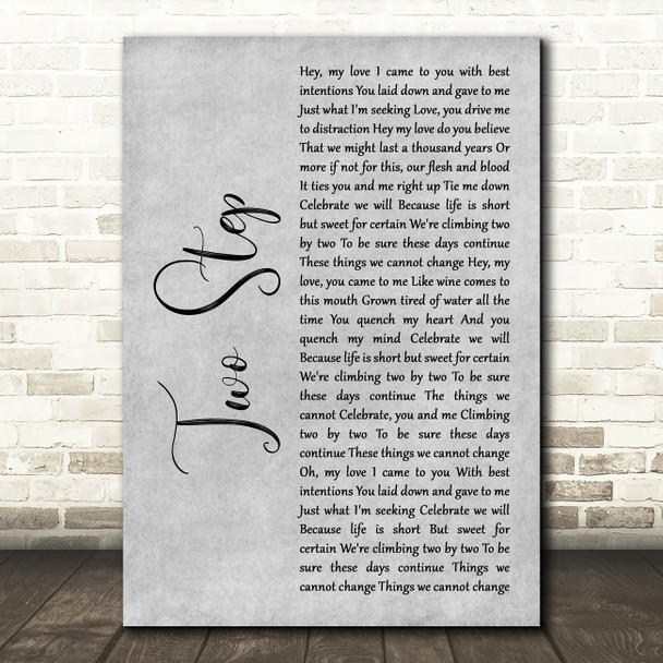 Dave Matthews Band Two Step Grey Rustic Script Song Lyric Art Print