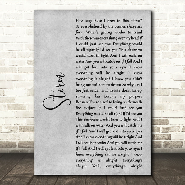 Lifehouse Storm Grey Rustic Script Song Lyric Art Print