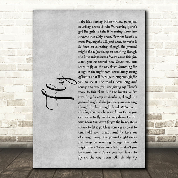 Maddie & Tae Fly Grey Rustic Script Song Lyric Art Print